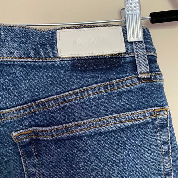 Re/Done 90s High Rise Ankle Crop Dark Wash Raw Hem Denim Jeans sz 29 - Picture 5 of 8